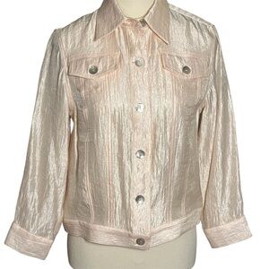 Ruby Rd Pink Denim-Style Jacket Coat Woman’s Size 6 Classic Sheen